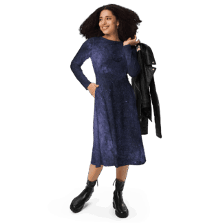 knee length dresses for ladies JUSTINE MIDI DRESS-MYSTIC MOSS STENCEL BLUE – Molly's! A Chic and Unique  Boutique main image 1